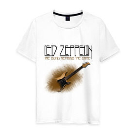 Мужская футболка хлопок с принтом Led Zeppelin (2) в Белгороде, 100% хлопок | прямой крой, круглый вырез горловины, длина до линии бедер, слегка спущенное плечо. | Тематика изображения на принте: heavy metal | led zepelin | metal | rock | trash metal | квартет | лед | метал | рок | рок группа | рок группы | трэш метал | хеви метал | цеппелин