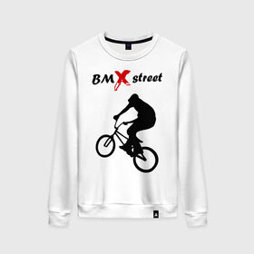 Женский свитшот хлопок с принтом BMX street (2) в Белгороде, 100% хлопок | прямой крой, круглый вырез, на манжетах и по низу широкая трикотажная резинка  | bmx | extreme | street | бмх | велик | велосипед | улица | уличная культура | экстрим