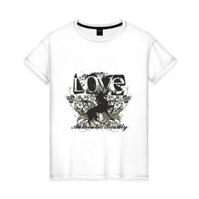 Женская футболка хлопок с принтом Love (13) в Белгороде, 100% хлопок | прямой крой, круглый вырез горловины, длина до линии бедер, слегка спущенное плечо | 8 марта | love | девушкам | лав | лошадка | лошадь | любовь | узоры