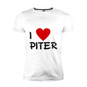 Мужская футболка премиум с принтом Я люблю Питер! в Белгороде, 92% хлопок, 8% лайкра | приталенный силуэт, круглый вырез ворота, длина до линии бедра, короткий рукав | piter | город | города | место жительства | петербург | питер | санкт | сенкт петербург | я люблю