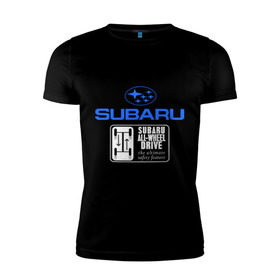 Мужская футболка премиум с принтом Subaru (2) в Белгороде, 92% хлопок, 8% лайкра | приталенный силуэт, круглый вырез ворота, длина до линии бедра, короткий рукав | auto | subaru | авто | автобренды | автогонки | автомобиль | субарик | субару | тачки