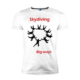 Мужская футболка премиум с принтом Skydiving в Белгороде, 92% хлопок, 8% лайкра | приталенный силуэт, круглый вырез ворота, длина до линии бедра, короткий рукав | sky | skydiving | небо | парашют | парашютизм | скай | скайдайвинг