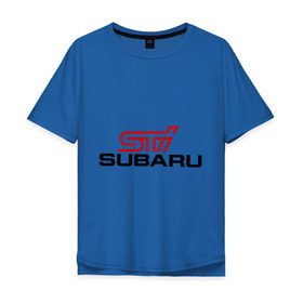 Мужская футболка хлопок Oversize с принтом Subaru STI в Белгороде, 100% хлопок | свободный крой, круглый ворот, “спинка” длиннее передней части | impreza | sti | subaru | subaru impreza sti | subaru impreza wrx sti | subaru sti | subaru wrx sti | wrx | импреза | субару | субару сти