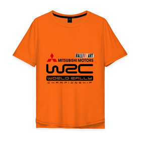 Мужская футболка хлопок Oversize с принтом Mitsubishi wrc в Белгороде, 100% хлопок | свободный крой, круглый ворот, “спинка” длиннее передней части | Тематика изображения на принте: championship | mitsubishi | mitsubishi motors | mitsubishi wrc | rally | world rally | wrc | авто2012