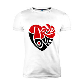 Мужская футболка премиум с принтом Реальная любовь в Белгороде, 92% хлопок, 8% лайкра | приталенный силуэт, круглый вырез ворота, длина до линии бедра, короткий рукав | два сердца | красиво | любовь | сердечки | сердце