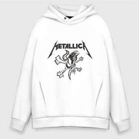 Мужское худи Oversize хлопок с принтом Metallica (8) в Белгороде, френч-терри — 70% хлопок, 30% полиэстер. Мягкий теплый начес внутри —100% хлопок | боковые карманы, эластичные манжеты и нижняя кромка, капюшон на магнитной кнопке | металлика