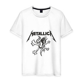 Мужская футболка хлопок с принтом Metallica (8) в Белгороде, 100% хлопок | прямой крой, круглый вырез горловины, длина до линии бедер, слегка спущенное плечо. | Тематика изображения на принте: металлика