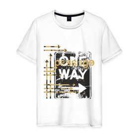 Мужская футболка хлопок с принтом One Way (2) в Белгороде, 100% хлопок | прямой крой, круглый вырез горловины, длина до линии бедер, слегка спущенное плечо. | urban style | городской стиль | графика | дорожные знаки | односторонее движение | уличная мода | уличный стиль | урбан стайл