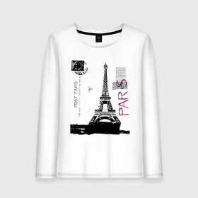 Женский лонгслив хлопок с принтом Paris в Белгороде, 100% хлопок |  | france | paris | париж | парижанка | франция | французский | эйфелева башня