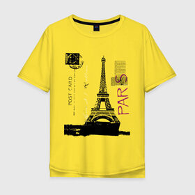 Мужская футболка хлопок Oversize с принтом Paris в Белгороде, 100% хлопок | свободный крой, круглый ворот, “спинка” длиннее передней части | france | paris | париж | парижанка | франция | французский | эйфелева башня