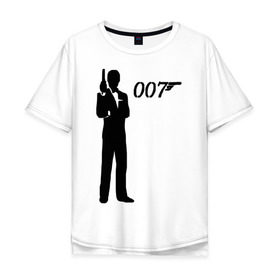Мужская футболка хлопок Oversize с принтом 007 в Белгороде, 100% хлопок | свободный крой, круглый ворот, “спинка” длиннее передней части | Тематика изображения на принте: james bond | агент 007 | бонд | джеймс бонд
