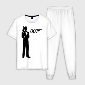 Мужская пижама хлопок с принтом 007 в Белгороде, 100% хлопок | брюки и футболка прямого кроя, без карманов, на брюках мягкая резинка на поясе и по низу штанин
 | Тематика изображения на принте: james bond | агент 007 | бонд | джеймс бонд