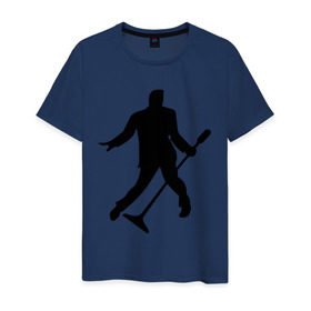 Мужская футболка хлопок с принтом Elvis Presley в Белгороде, 100% хлопок | прямой крой, круглый вырез горловины, длина до линии бедер, слегка спущенное плечо. | Тематика изображения на принте: 
