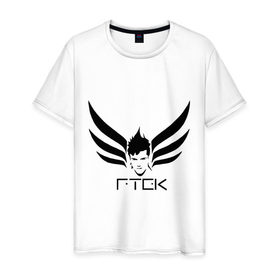 Мужская футболка хлопок с принтом Tecktonik RTEK в Белгороде, 100% хлопок | прямой крой, круглый вырез горловины, длина до линии бедер, слегка спущенное плечо. | 