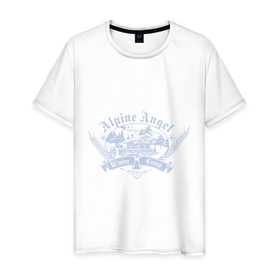 Мужская футболка хлопок с принтом Alpine angel в Белгороде, 100% хлопок | прямой крой, круглый вырез горловины, длина до линии бедер, слегка спущенное плечо. | Тематика изображения на принте: 