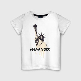 Детская футболка хлопок с принтом New York (2) в Белгороде, 100% хлопок | круглый вырез горловины, полуприлегающий силуэт, длина до линии бедер | america | америка | американский | нью йорк | свободы | статуя