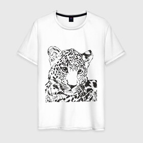 Мужская футболка хлопок с принтом Гепардик в Белгороде, 100% хлопок | прямой крой, круглый вырез горловины, длина до линии бедер, слегка спущенное плечо. | гепард | животные | кошачьи | леопард | хищники