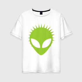 Женская футболка хлопок Oversize с принтом Гуманоид в Белгороде, 100% хлопок | свободный крой, круглый ворот, спущенный рукав, длина до линии бедер
 | гуманоид | инопланетянин | летающая тарелка | нло | пришелец | пришельцы