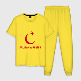 Мужская пижама хлопок с принтом Taliban airlines (2) в Белгороде, 100% хлопок | брюки и футболка прямого кроя, без карманов, на брюках мягкая резинка на поясе и по низу штанин
 | airlines | taliban | авиалинии | полет | рейс | самолет | талибы