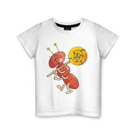Детская футболка хлопок с принтом Муравей в Белгороде, 100% хлопок | круглый вырез горловины, полуприлегающий силуэт, длина до линии бедер | муравей | муравьишка | насекомые