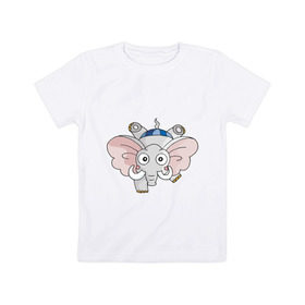 Детская футболка хлопок с принтом Слон (3) в Белгороде, 100% хлопок | круглый вырез горловины, полуприлегающий силуэт, длина до линии бедер | Тематика изображения на принте: 