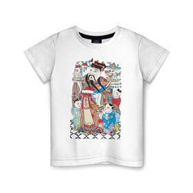 Детская футболка хлопок с принтом Китайские мотивы в Белгороде, 100% хлопок | круглый вырез горловины, полуприлегающий силуэт, длина до линии бедер | древний китай | картина | китай | китайская семья | китайские мотивы