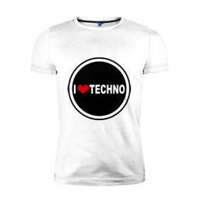 Мужская футболка премиум с принтом I love techno (2) в Белгороде, 92% хлопок, 8% лайкра | приталенный силуэт, круглый вырез ворота, длина до линии бедра, короткий рукав | Тематика изображения на принте: 