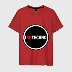 Мужская футболка хлопок с принтом I love techno (2) в Белгороде, 100% хлопок | прямой крой, круглый вырез горловины, длина до линии бедер, слегка спущенное плечо. | 
