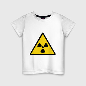 Детская футболка хлопок с принтом Эмблема (5) в Белгороде, 100% хлопок | круглый вырез горловины, полуприлегающий силуэт, длина до линии бедер | radiation | знак | знак радиации | предупреждение | радиация | эмблема