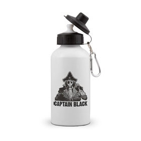 Бутылка спортивная с принтом Captain Black в Белгороде, металл | емкость — 500 мл, в комплекте две пластиковые крышки и карабин для крепления | пират | скелет