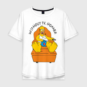 Мужская футболка хлопок Oversize с принтом Simpsons в Белгороде, 100% хлопок | свободный крой, круглый ворот, “спинка” длиннее передней части | гомер