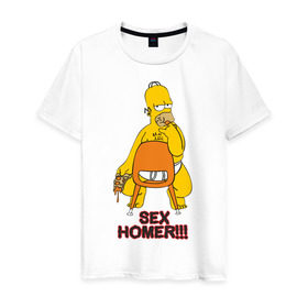Мужская футболка хлопок с принтом Simpsons (2) в Белгороде, 100% хлопок | прямой крой, круглый вырез горловины, длина до линии бедер, слегка спущенное плечо. | Тематика изображения на принте: гомер