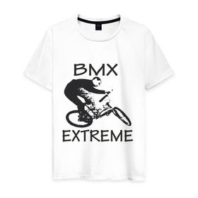 Мужская футболка хлопок с принтом Bmx extreme в Белгороде, 100% хлопок | прямой крой, круглый вырез горловины, длина до линии бедер, слегка спущенное плечо. | 
