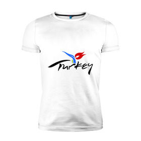 Мужская футболка премиум с принтом Turkey в Белгороде, 92% хлопок, 8% лайкра | приталенный силуэт, круглый вырез ворота, длина до линии бедра, короткий рукав | turkey | алания | анталья | белек | отдых в турции | отпуск в турции | турция
