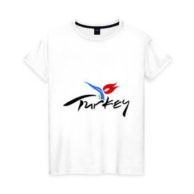 Женская футболка хлопок с принтом Turkey в Белгороде, 100% хлопок | прямой крой, круглый вырез горловины, длина до линии бедер, слегка спущенное плечо | turkey | алания | анталья | белек | отдых в турции | отпуск в турции | турция