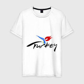 Мужская футболка хлопок с принтом Turkey в Белгороде, 100% хлопок | прямой крой, круглый вырез горловины, длина до линии бедер, слегка спущенное плечо. | turkey | алания | анталья | белек | отдых в турции | отпуск в турции | турция