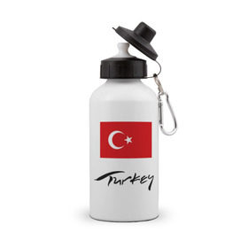 Бутылка спортивная с принтом Turkey (2) в Белгороде, металл | емкость — 500 мл, в комплекте две пластиковые крышки и карабин для крепления | turkey | алания | анталья | белек | отдых в турции | отпуск в турции | турецкий флаг | турция | флаг турции