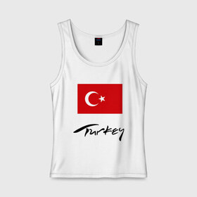 Женская майка хлопок с принтом Turkey (2) в Белгороде, 95% хлопок, 5% эластан |  | turkey | алания | анталья | белек | отдых в турции | отпуск в турции | турецкий флаг | турция | флаг турции