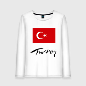 Женский лонгслив хлопок с принтом Turkey (2) в Белгороде, 100% хлопок |  | turkey | алания | анталья | белек | отдых в турции | отпуск в турции | турецкий флаг | турция | флаг турции
