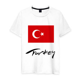Мужская футболка хлопок с принтом Turkey (2) в Белгороде, 100% хлопок | прямой крой, круглый вырез горловины, длина до линии бедер, слегка спущенное плечо. | turkey | алания | анталья | белек | отдых в турции | отпуск в турции | турецкий флаг | турция | флаг турции
