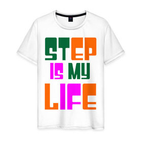 Мужская футболка хлопок с принтом DNB step (2) в Белгороде, 100% хлопок | прямой крой, круглый вырез горловины, длина до линии бедер, слегка спущенное плечо. | dnb | dubstep | step | step is my life | бас | драм | жизнь | музыка | электронная музыка
