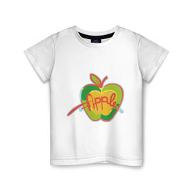 Детская футболка хлопок с принтом Apple (3) в Белгороде, 100% хлопок | круглый вырез горловины, полуприлегающий силуэт, длина до линии бедер | apple | яблоко | яблочко