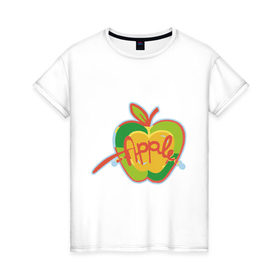 Женская футболка хлопок с принтом Apple (3) в Белгороде, 100% хлопок | прямой крой, круглый вырез горловины, длина до линии бедер, слегка спущенное плечо | apple | яблоко | яблочко