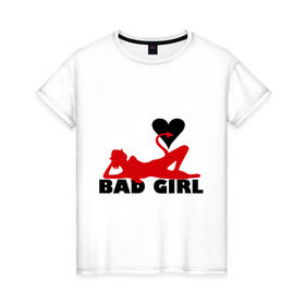 Женская футболка хлопок с принтом Bad girl with heart в Белгороде, 100% хлопок | прямой крой, круглый вырез горловины, длина до линии бедер, слегка спущенное плечо | 