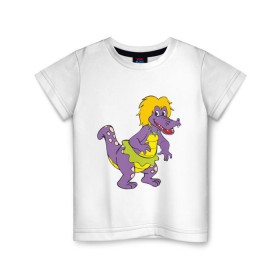 Детская футболка хлопок с принтом Динозаврик в Белгороде, 100% хлопок | круглый вырез горловины, полуприлегающий силуэт, длина до линии бедер | динозавр | динозаврик | дракон. дракончик
