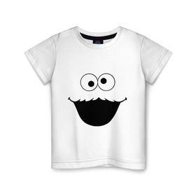 Детская футболка хлопок с принтом Cookie Monster face (2) в Белгороде, 100% хлопок | круглый вырез горловины, полуприлегающий силуэт, длина до линии бедер | 