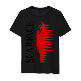 Мужская футболка хлопок с принтом Аль Пачино - Scarface (black) в Белгороде, 100% хлопок | прямой крой, круглый вырез горловины, длина до линии бедер, слегка спущенное плечо. | scarface | аль | лицо со шрамом | пачино
