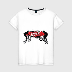 Женская футболка хлопок с принтом BMX (2) в Белгороде, 100% хлопок | прямой крой, круглый вырез горловины, длина до линии бедер, слегка спущенное плечо | bmx | бмх | велик | вело | велосипед | велосипедист | велоспорт | райдер | фрирайд | экстремальный спорт | экстрим