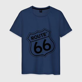 Мужская футболка хлопок с принтом Route 66 (3) в Белгороде, 100% хлопок | прямой крой, круглый вырез горловины, длина до линии бедер, слегка спущенное плечо. | 66 | route 66 | авто | автомобиль | главная дорога сшаroute | машины | тачки