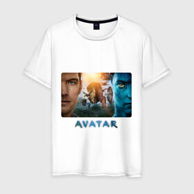 Мужская футболка хлопок с принтом Avatar (3) в Белгороде, 100% хлопок | прямой крой, круглый вырез горловины, длина до линии бедер, слегка спущенное плечо. | Тематика изображения на принте: avatar | аватар